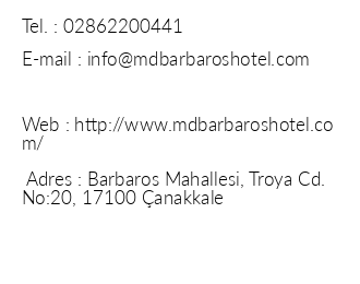Md Barbaros Hotel iletiim bilgileri